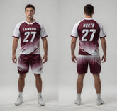 Custom Maroon White Lacrosse Uniforms