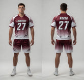 Custom Maroon White Lacrosse Uniforms