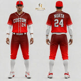 Custom Red White Baseball Uniforms