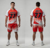 Custom White Red Lacrosse Uniforms