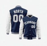Custom Navy White Varsity Jackets