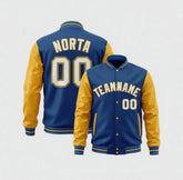 Custom Powder Blue Yellow Varsity Jackets