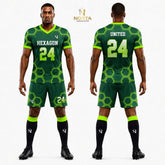 Green Hexagon Pattern Sublimation Soccer uniform