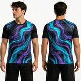 Vibrant Blue Purple Pattern Polyester T Shirts