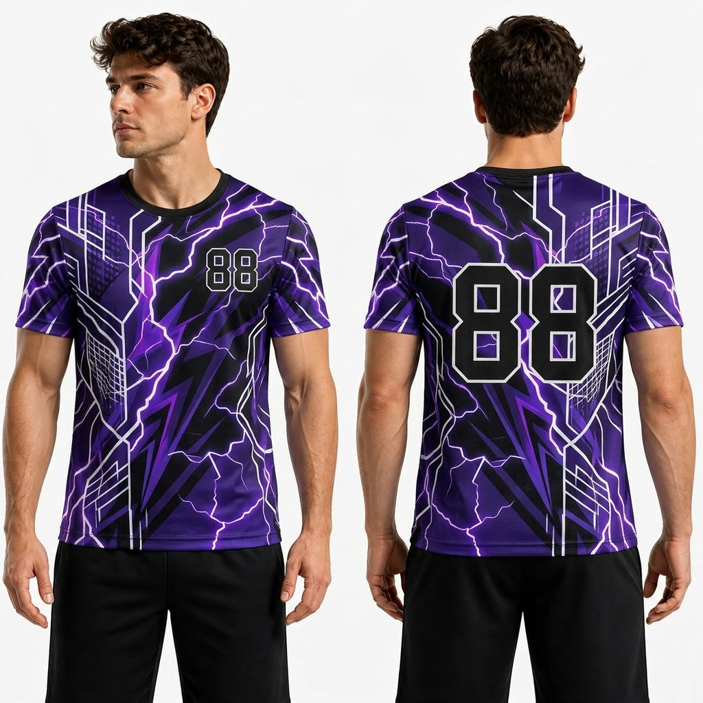 Blue White Lighting Polyester T Shirts
