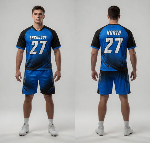 Custom White Black Lacrosse Uniforms