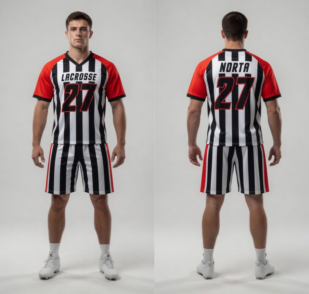 Custom Black White Lacrosse Uniforms