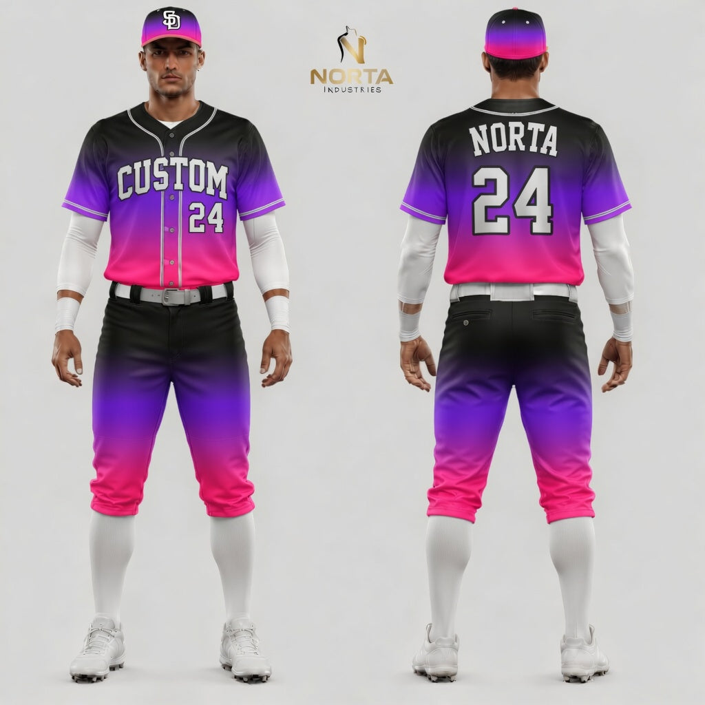 Custom Blue Pink Baseball Uniforms