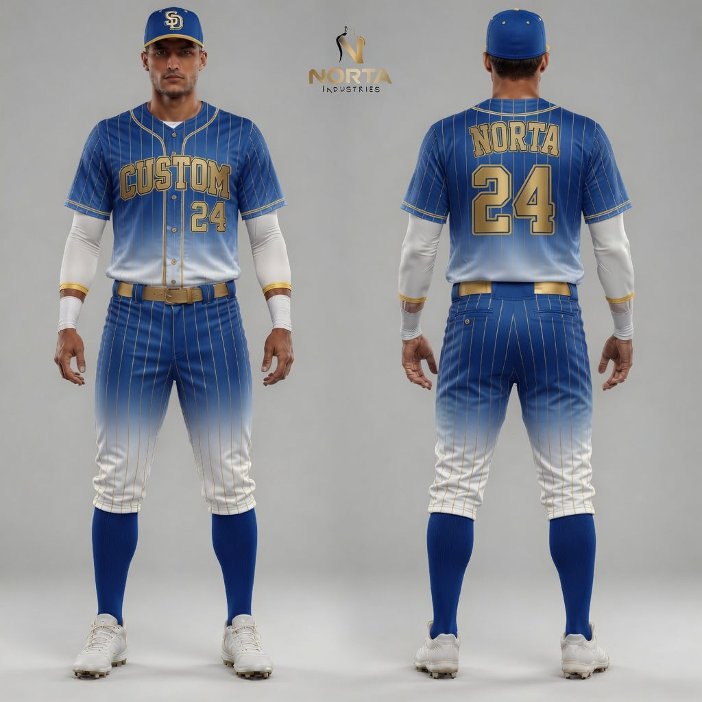 Custom Blue and White Baseball Uniform