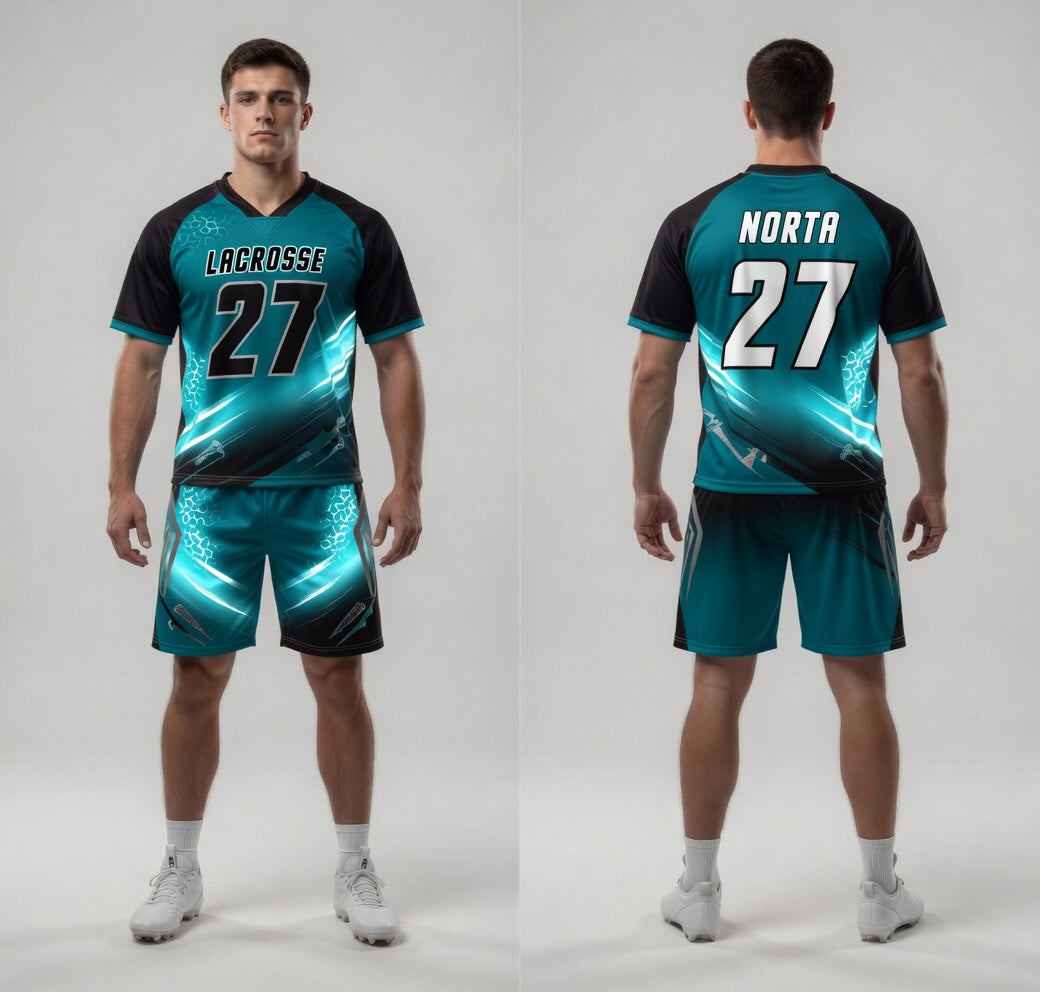 Custom Cyan Rose Lacrosse Uniforms
