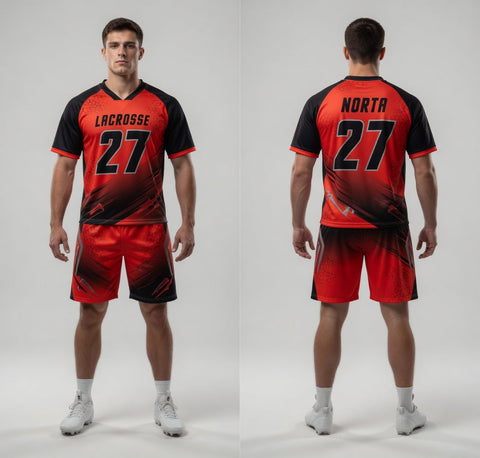 Custom Maroon White Lacrosse Uniforms