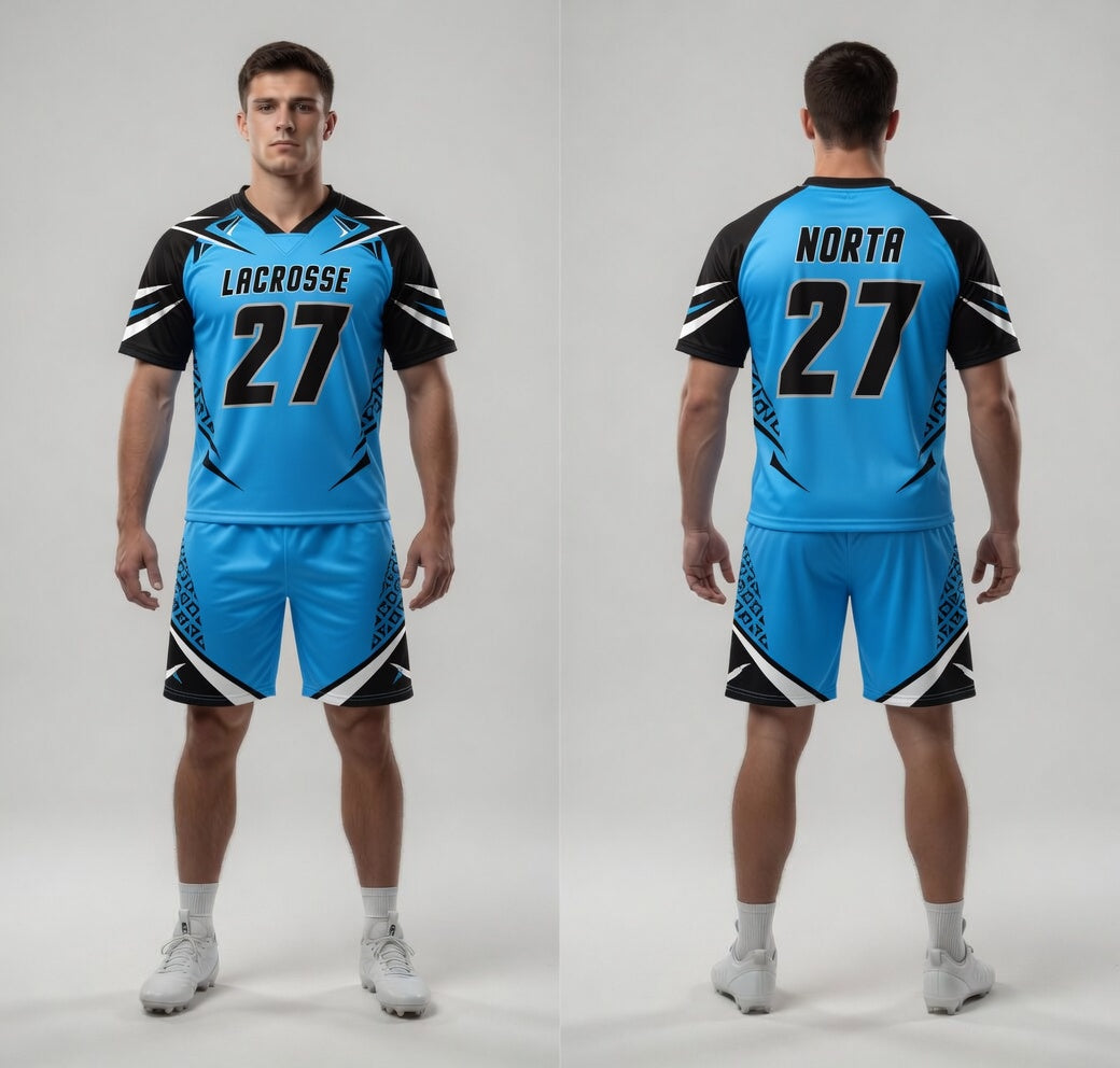 Custom Sky Blue Lacrosse Uniforms