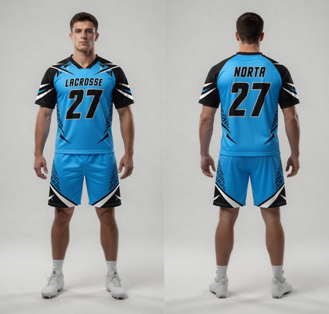 Custom Sky Blue Lacrosse Uniforms