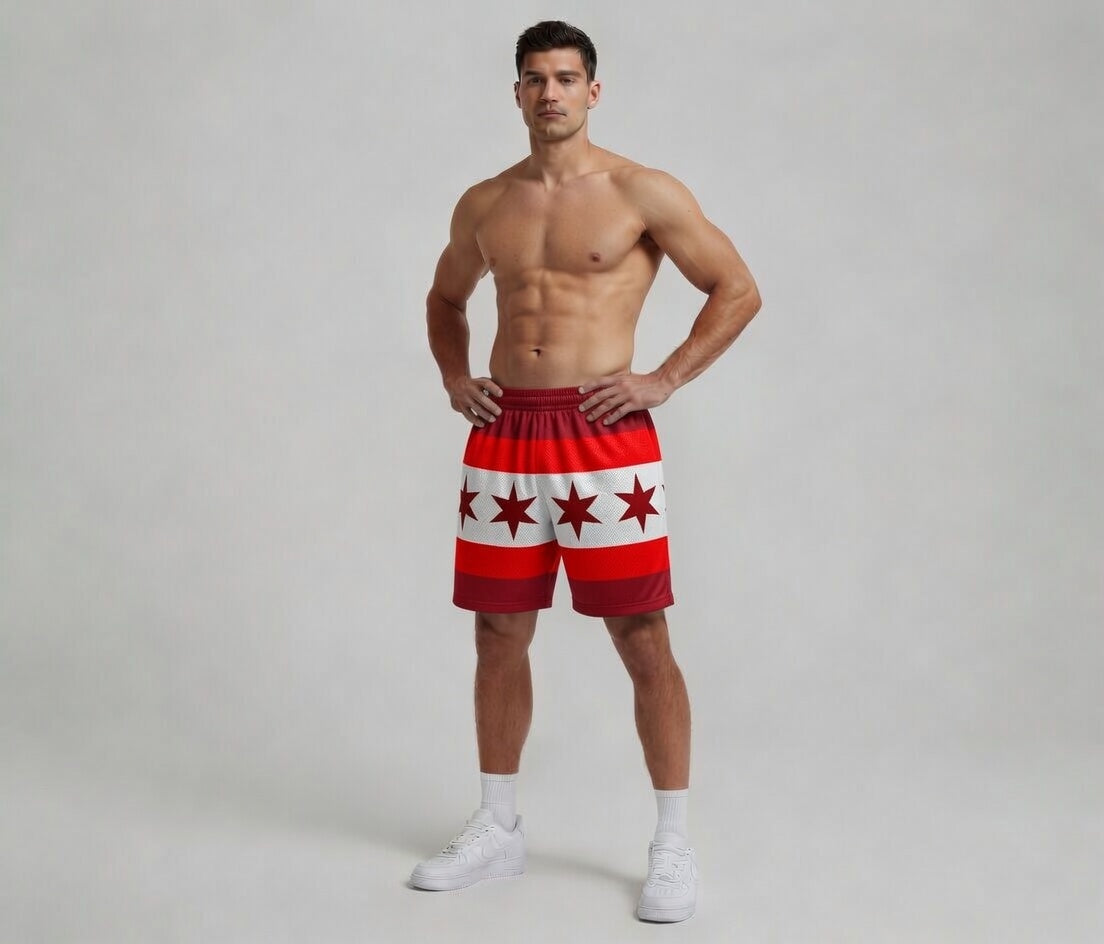 Custom Sublimation Chicago Flag Shorts