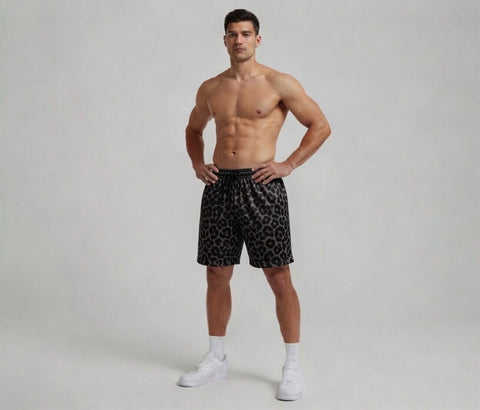Custom Sublimation Grey Leopard Shorts