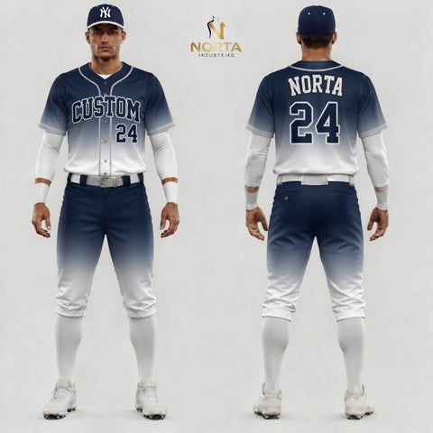 Custom White Navy Blue Baseball Uniforms
