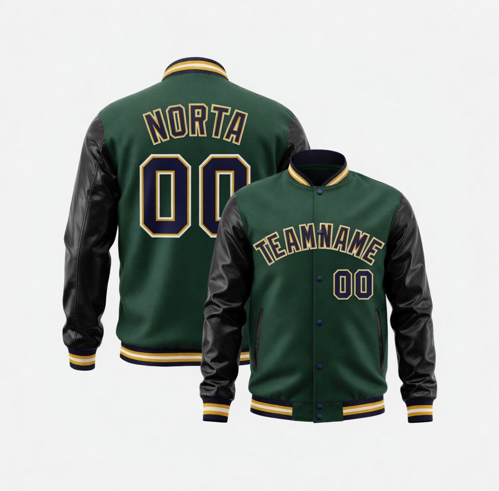 Custom Dark green Black Varsity Jackets