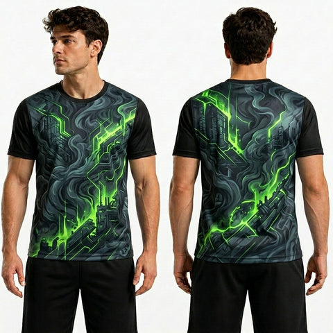 Black Red Abstract Polyester T Shirts