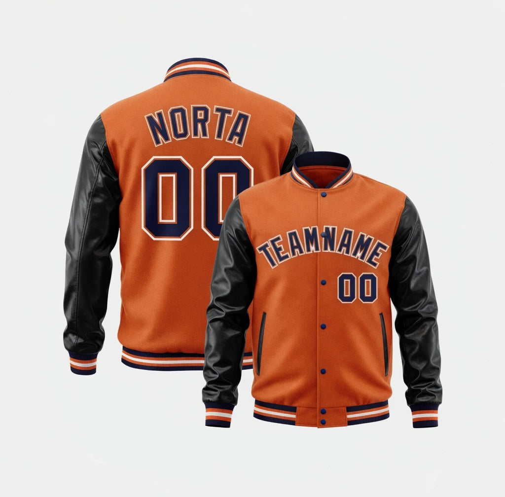 Custom Orange Black Varsity Jackets