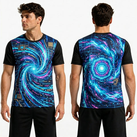Black Neon Glow Polyester T Shirts