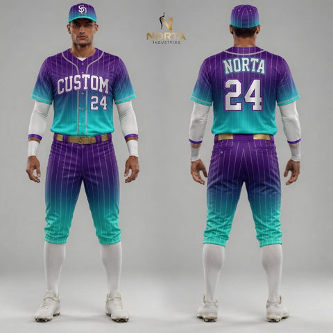 Custom Blue Pink Baseball Uniforms